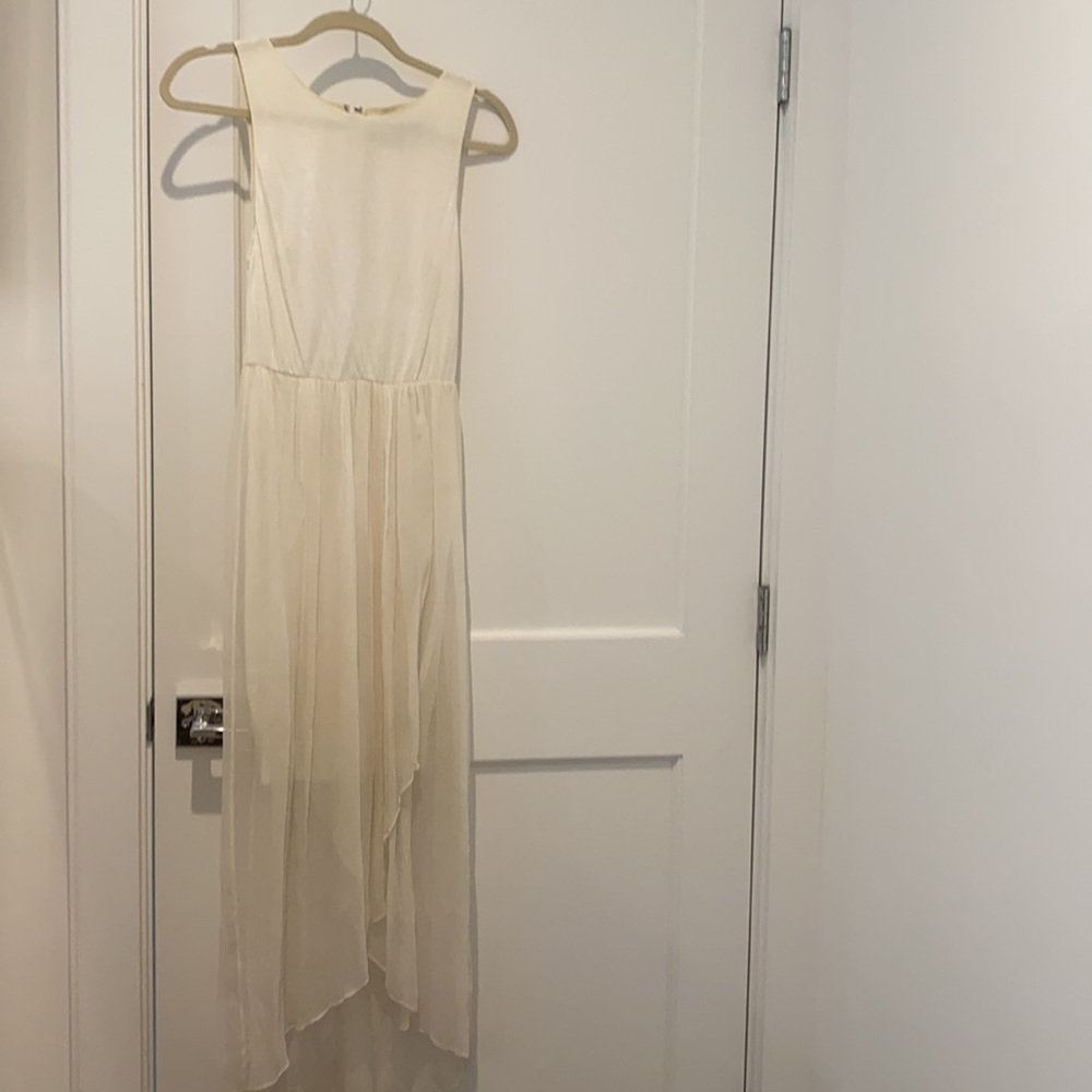 Alice & Olivia white high lo zip back dress XS